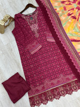 630 Premium Pakistani Lawn Suit - Maroon