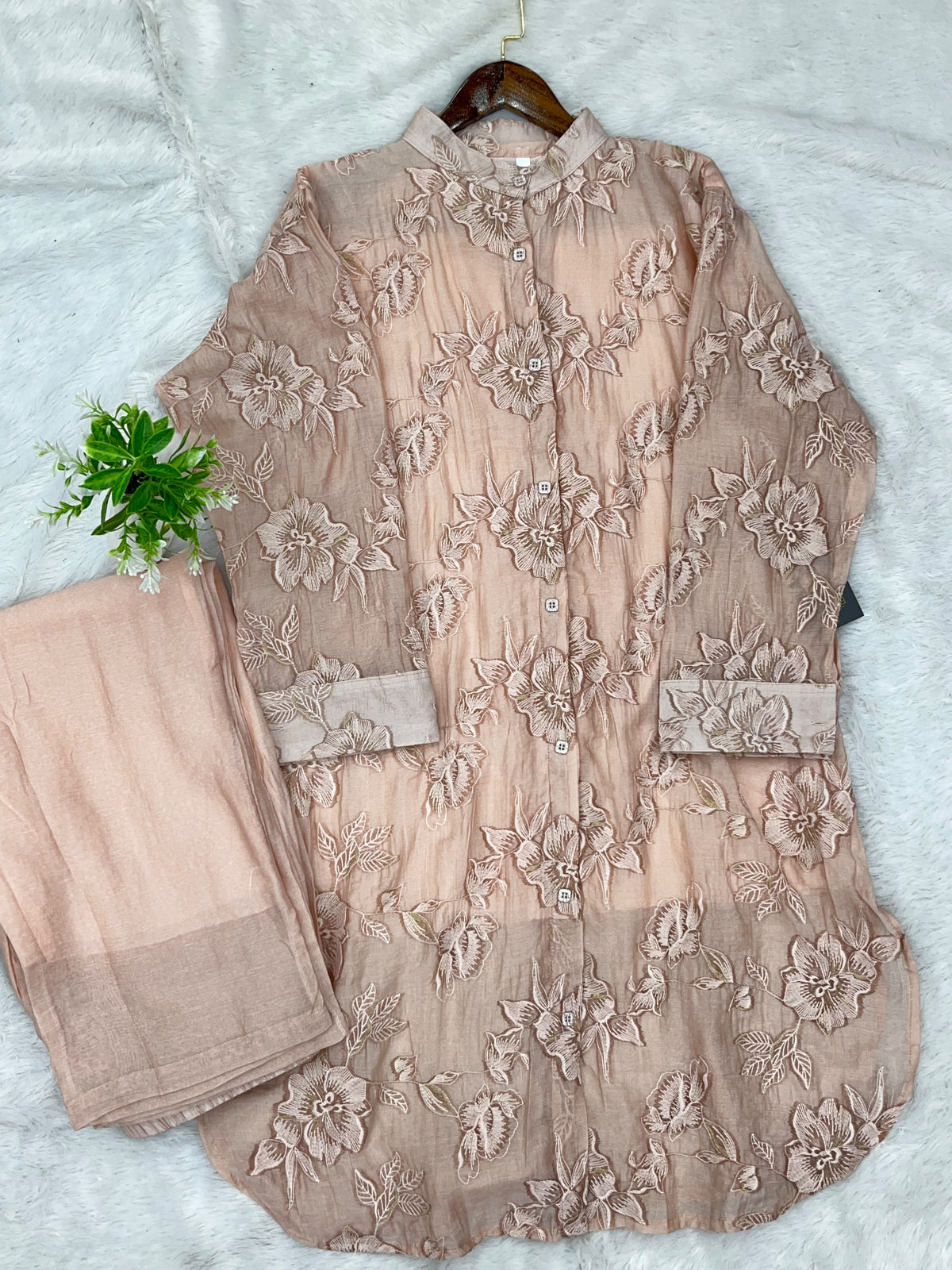 1401 Korean Floral CoordSet - Peach