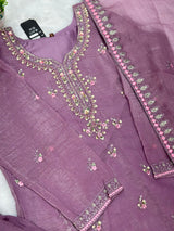 651 Pakistani Floral Party Wear Set - Dusty Grape