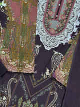 739 Readymade Jade Pakistani Floral Printed Lawn Suit - Burgundy
