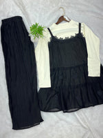 1384 Romber Korean Floral Lace Coordset - Black
