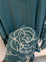 1194 Floral Embroidered Coord Set - Sage Green