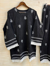 1189 Embroidered Denim Coordset - Black