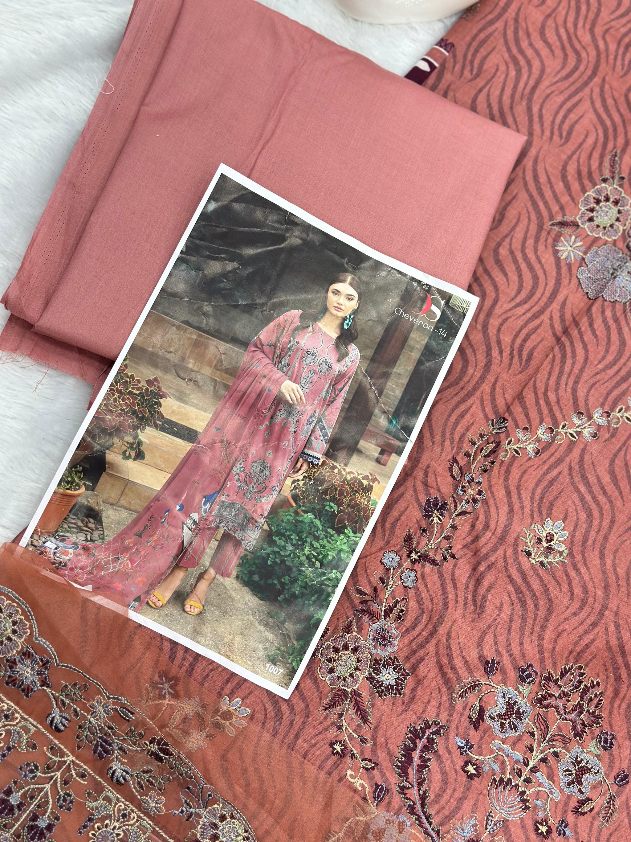 969 Unstitched Pakistani Embroidered Suit