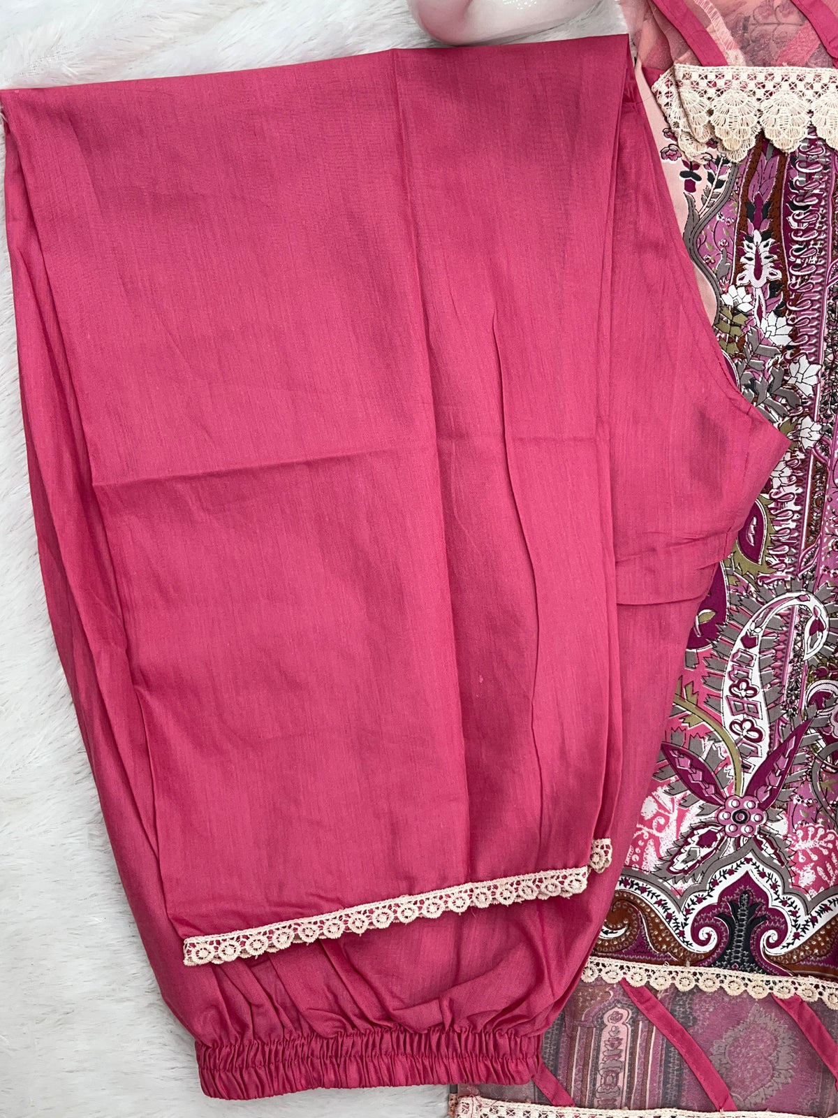 1449 Pakistani Embroidered Suit - Hot Pink