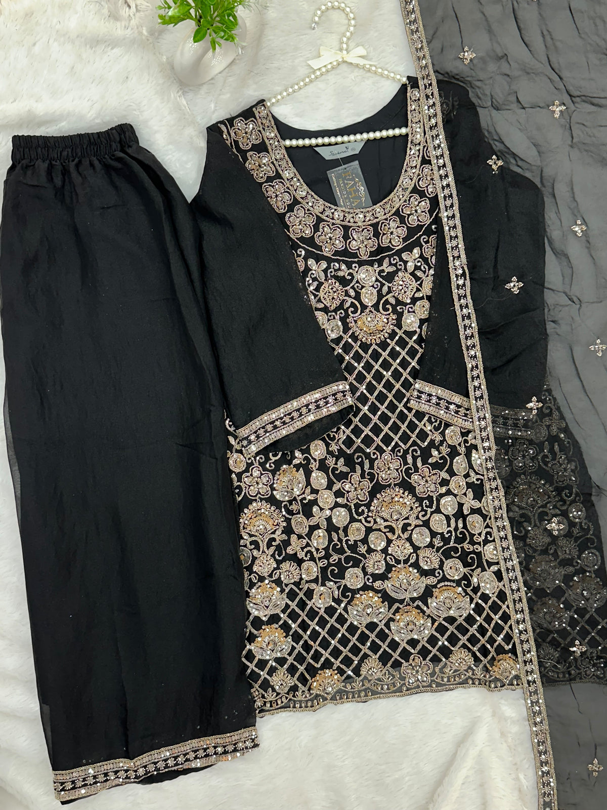 1427 Heavy Pakistani Partywear - Black