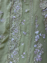 1446 Pakistani Unstitched Partywear - Pistachio