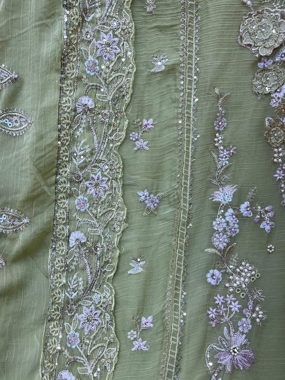 1446 Pakistani Unstitched Partywear - Pistachio