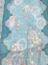 1441 Mausumery Foral Lawn Suit - Ice Blue
