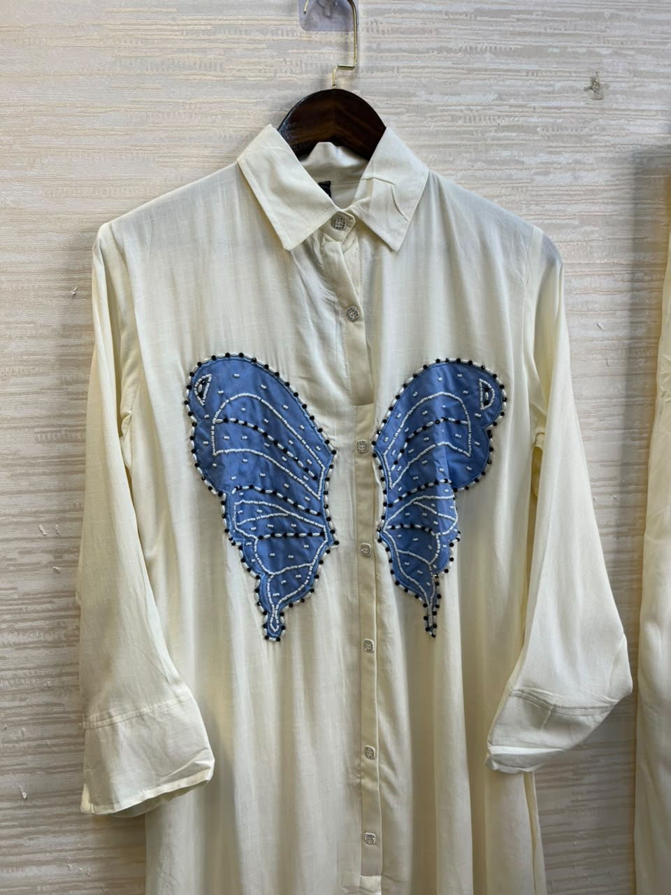 1190 Butterfly Linen Coord-Set - Cream