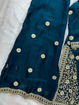1489 Pakistani Party Wear - Teal Blue