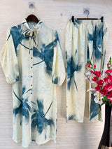 1192 Floral Printed Coord Set -  Teal Blue