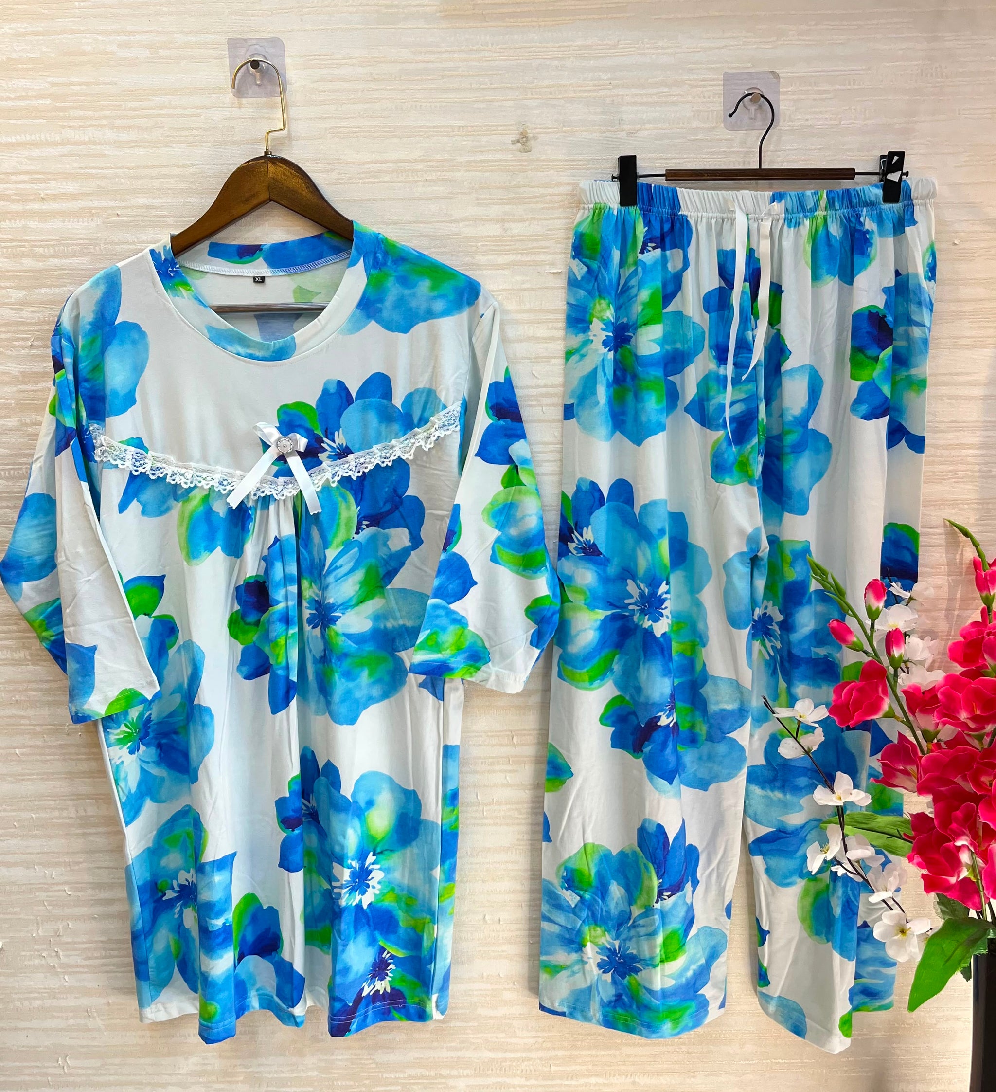 1211 Korean Bow Night Wear - Floral