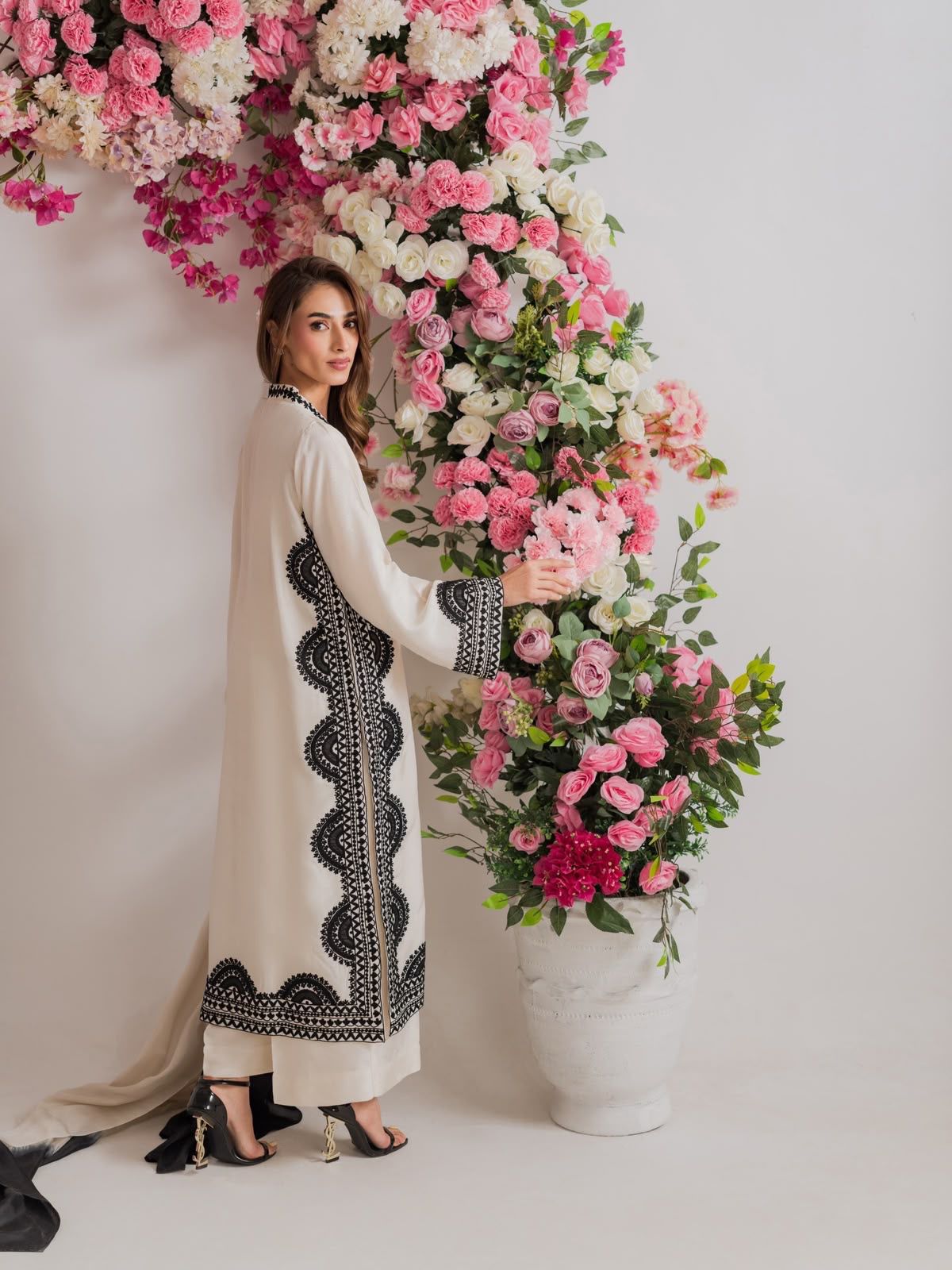 1338 Pakistani Embroidered Coord Set - White