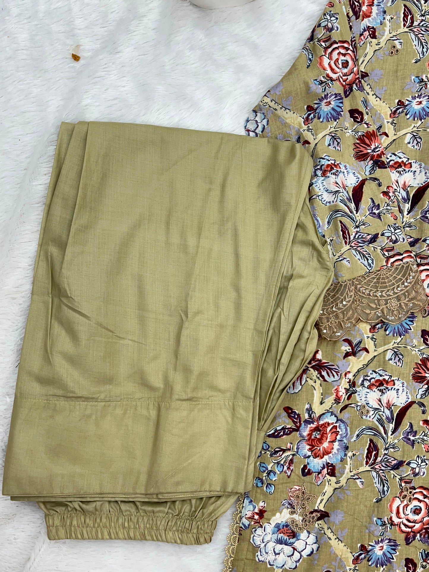 1337 Pakistani Lawn Suit - Beige