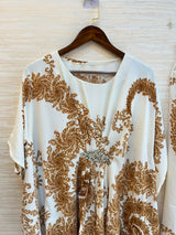 1201 Kaftan Coord Set - Cream