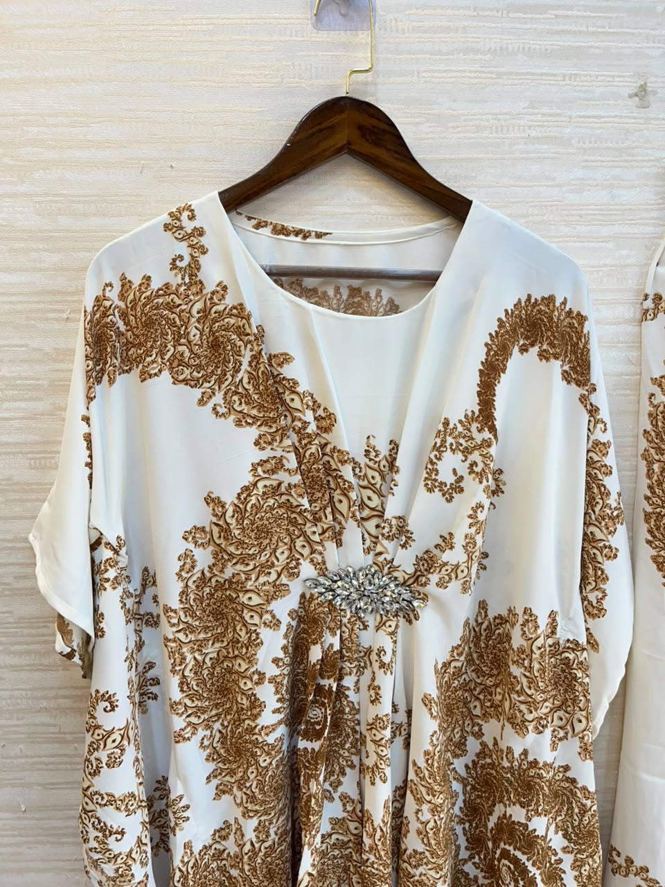 1201 Kaftan Coord Set - Cream