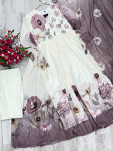 1457 Floral Gown Set - Dusty Mauve