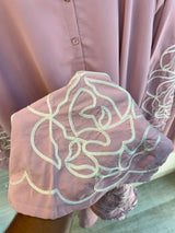 1194 Floral Embroidered Coord Set - Dusty Mauve