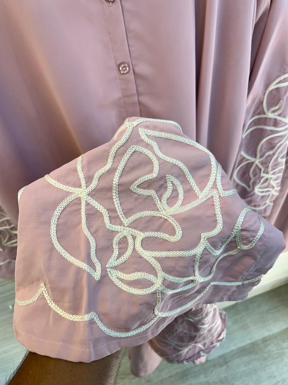 1194 Floral Embroidered Coord Set - Dusty Mauve