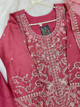 1434 Heavy Pakistani Partywear - Deep Rose