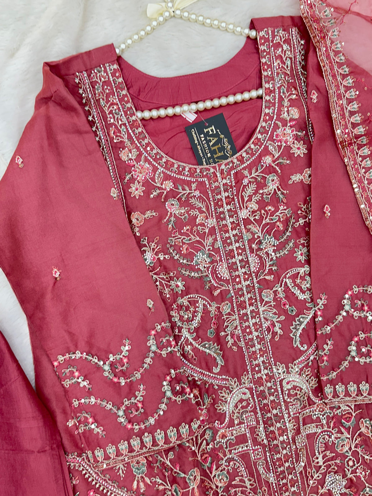 1434 Heavy Pakistani Partywear - Deep Rose