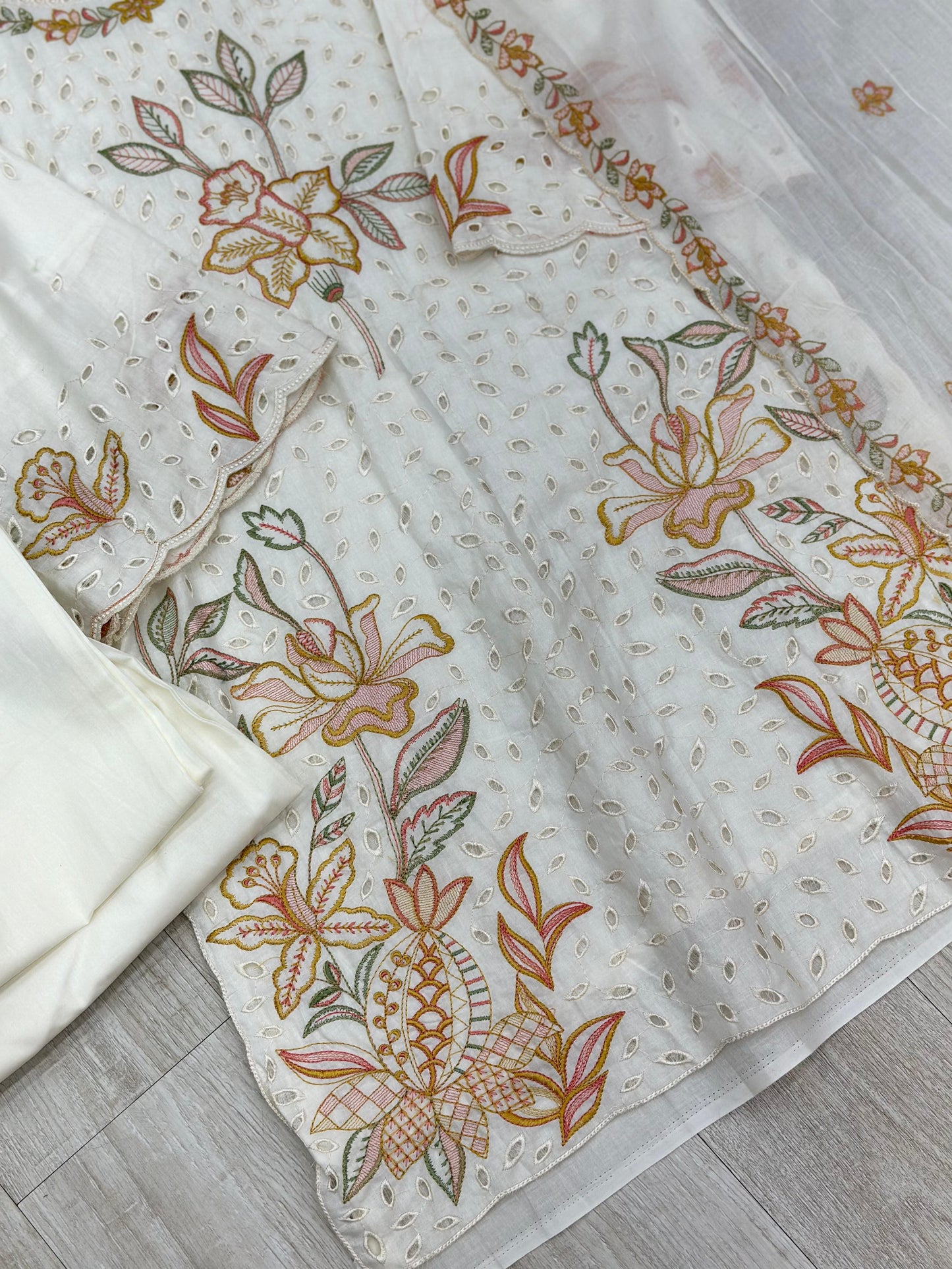 631 Premium Pakistani Lawn Suit - Ivory