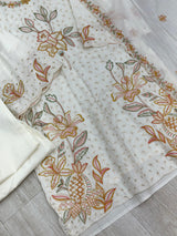 631 Premium Pakistani Lawn Suit - Ivory