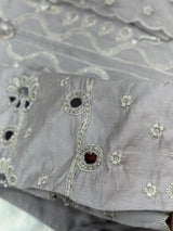 652 Pakistani Cut-Work Embroidery - Ash Lilac