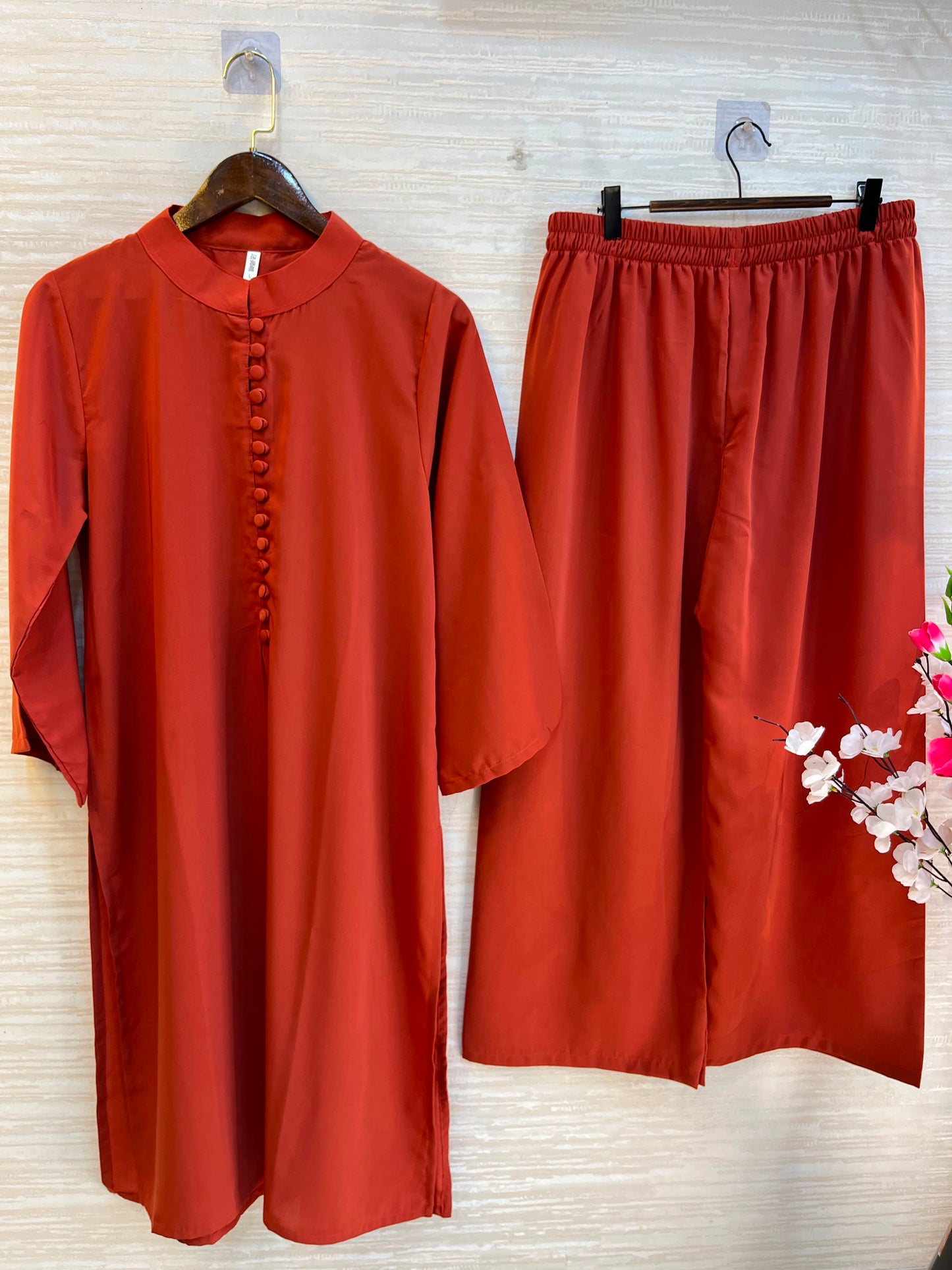 1062 Modest Mandarin Coord Set - Rusty Orange
