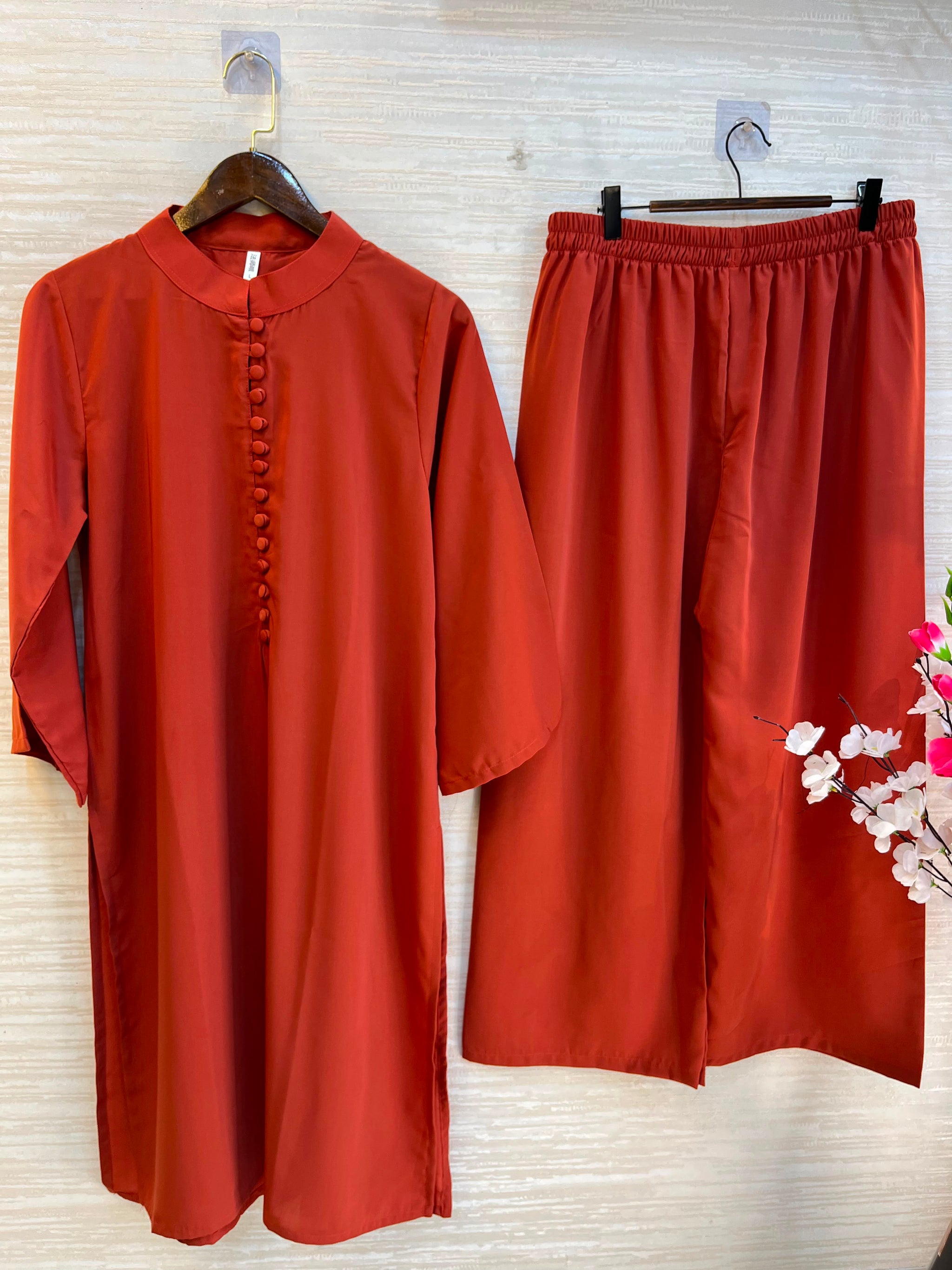 1062 Modest Mandarin Coord Set - Rusty Orange