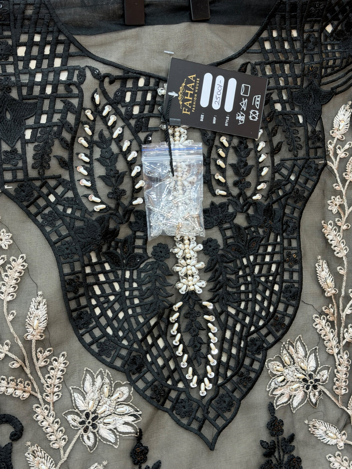 1437 Pakistani Unstitched Partywear - Black