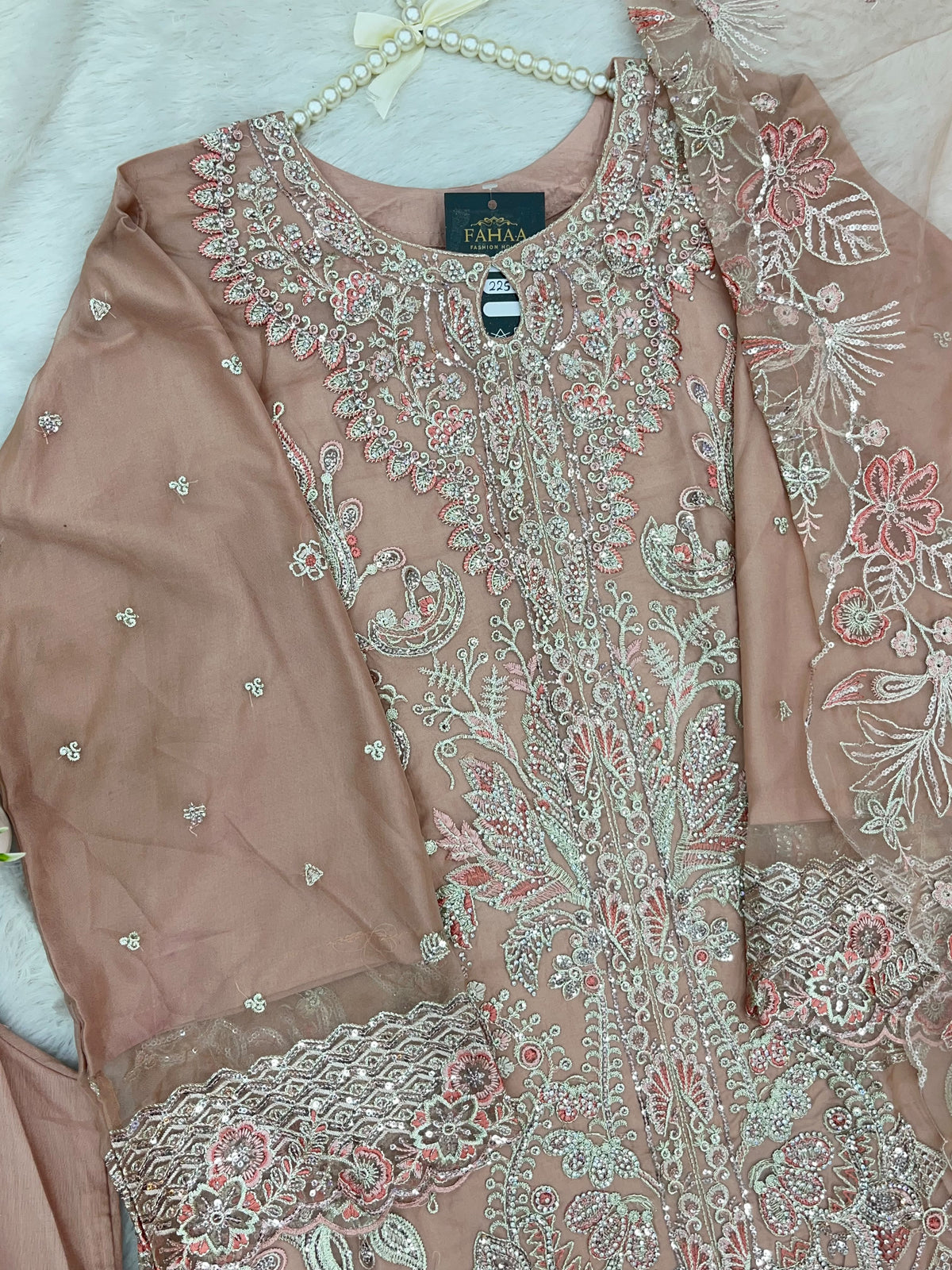1430 Heavy Pakistani Partywear - Peachy Pink