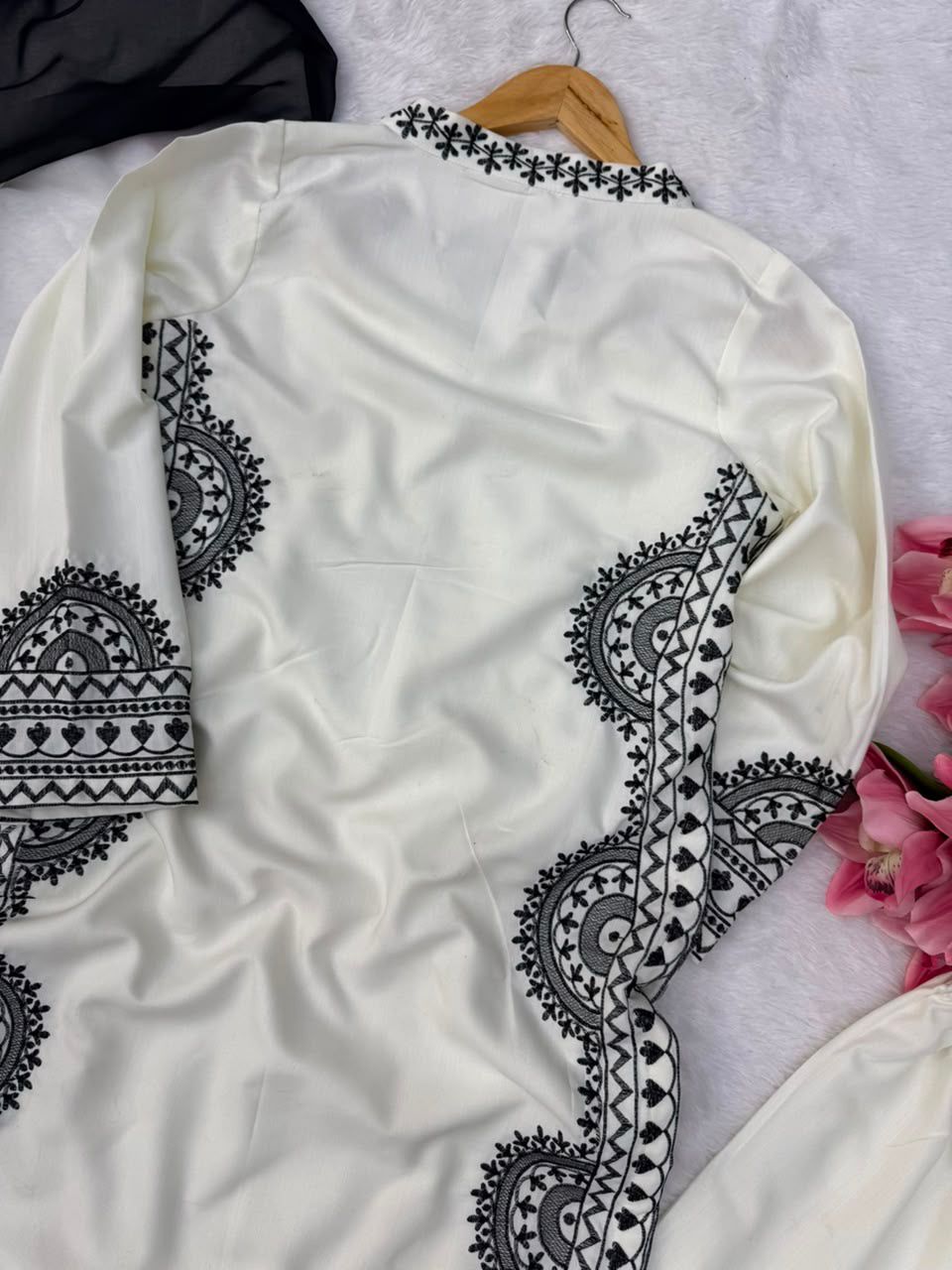 1338 Pakistani Embroidered Coord Set - White