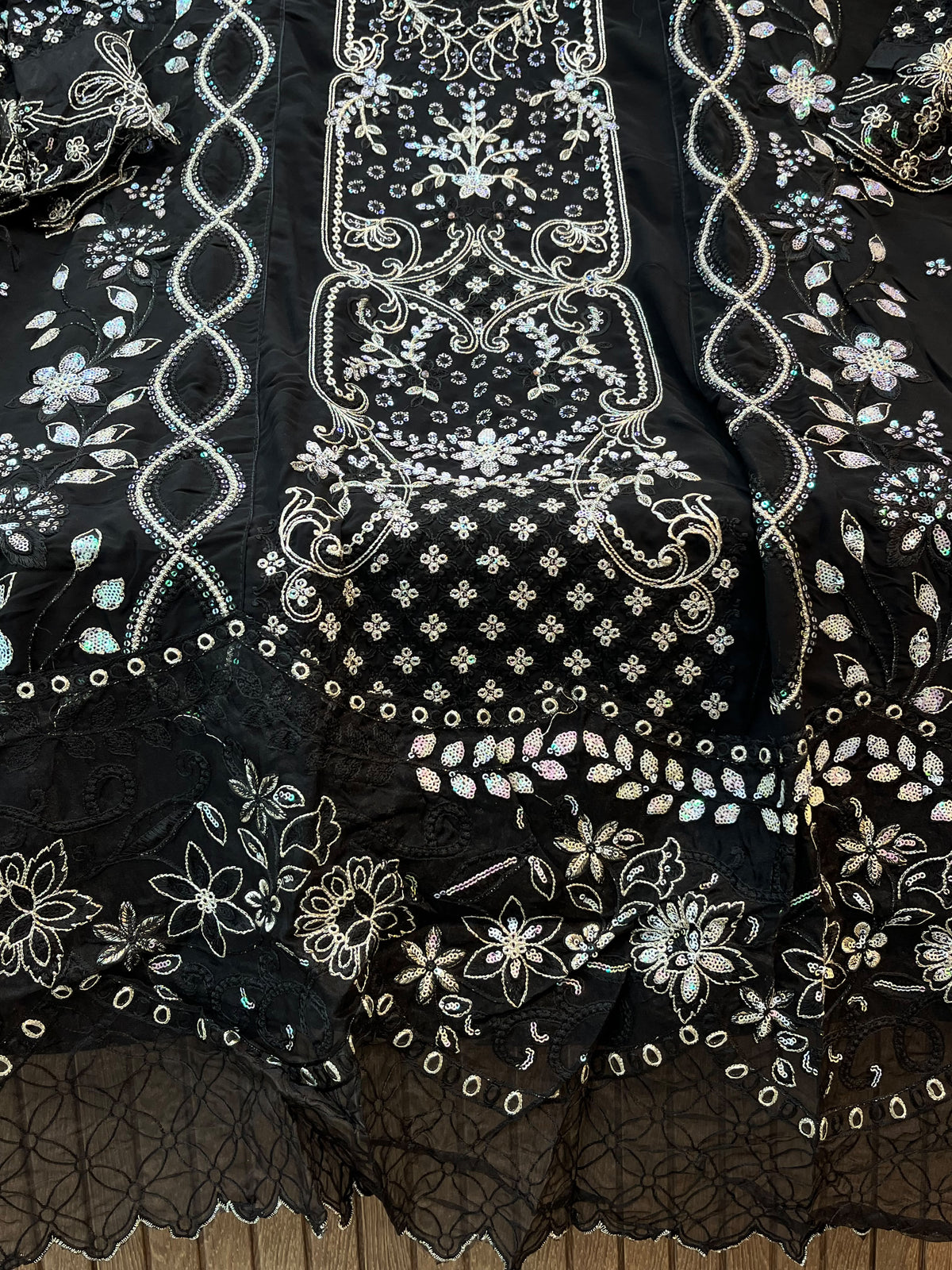 1488 Pakistani Unstitched Party Wear - Black