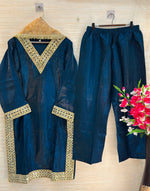 1204 Floral Hand-Work Partywear - Midnight Blue
