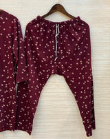 581 The V NECK Bow Night wear - Maroon
