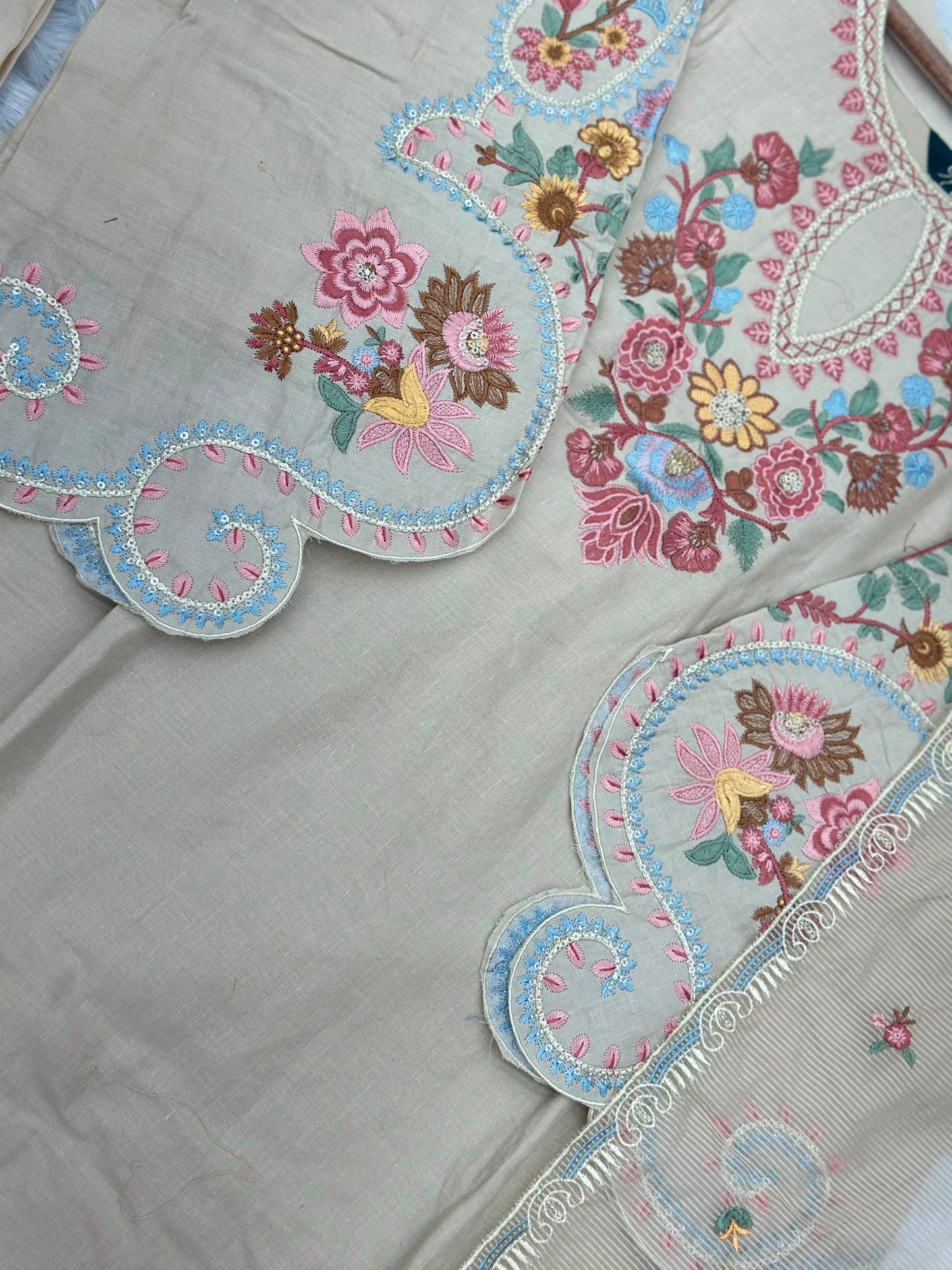 708 Pakistani Embroidery Coord set - Beige