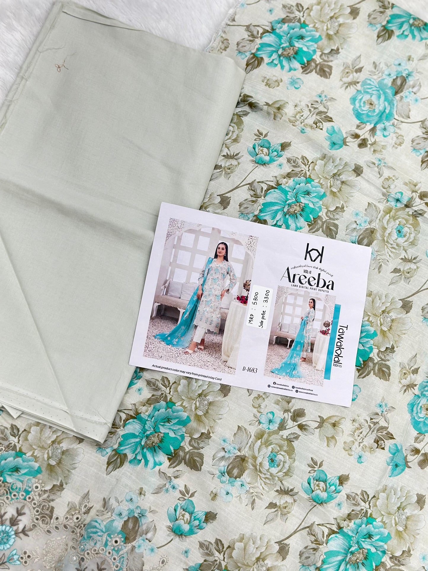 888 Unstitched OG Areeba by Tawakkal Fabrics Embroidered Lawn Suit