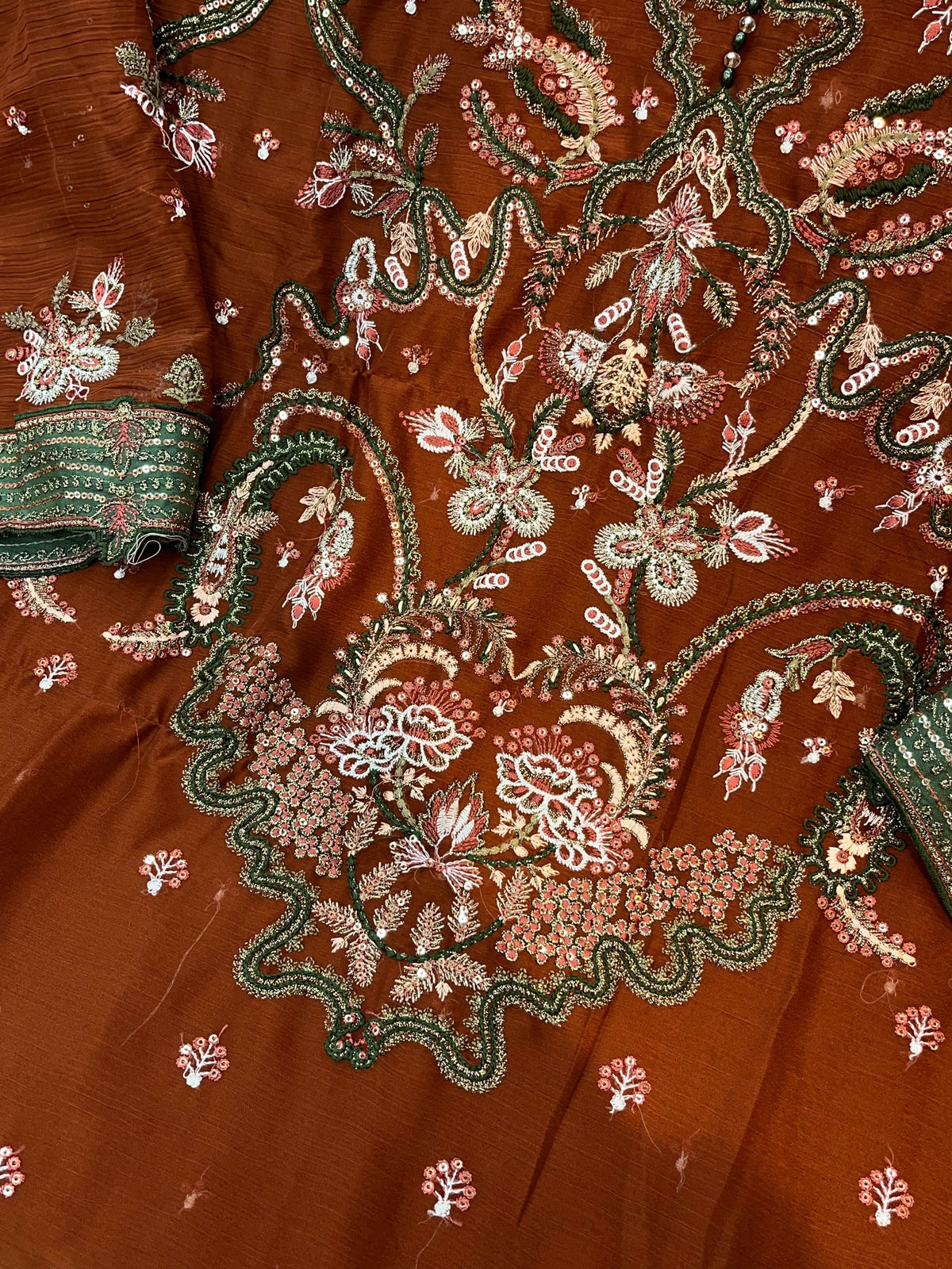 1484 Pakistani Unstitched Party Wear - Terracotta