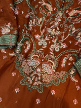 1484 Pakistani Unstitched Party Wear - Terracotta