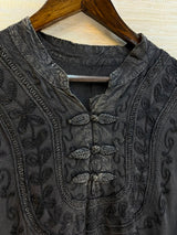 1205 Kashmiri Embroidered Coord Set - Washed Black