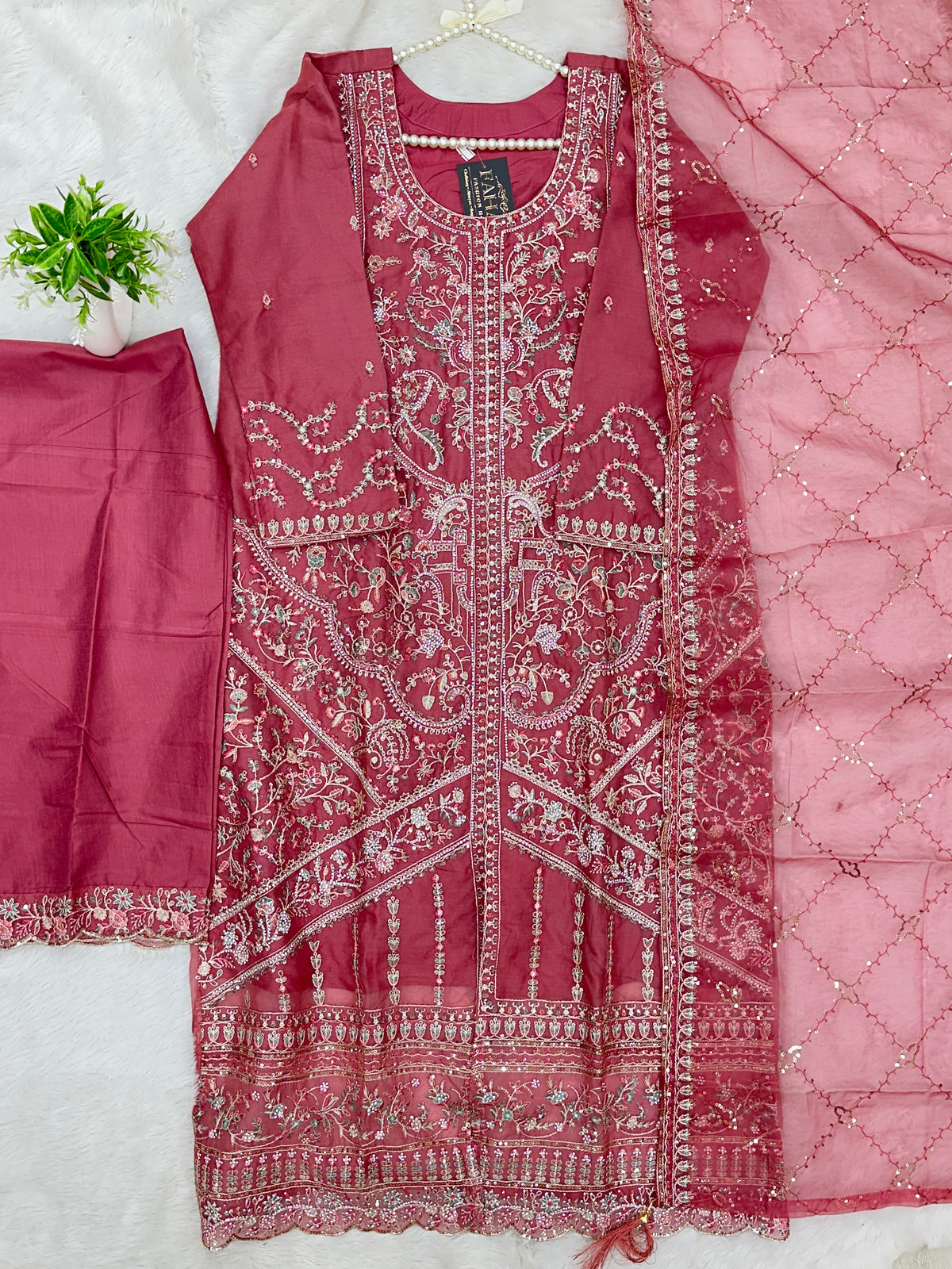 1434 Heavy Pakistani Partywear - Deep Rose