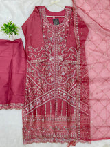 1434 Heavy Pakistani Partywear - Deep Rose