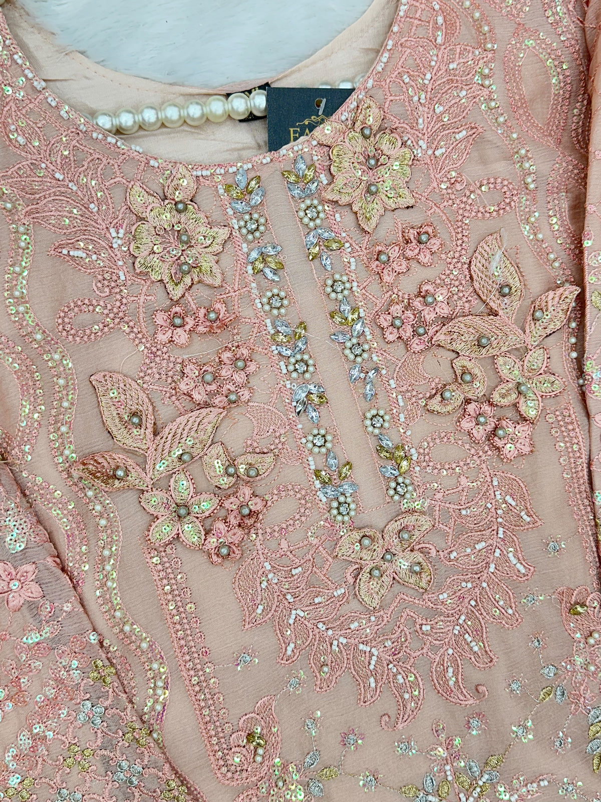 1433 Heavy Pakistani Partywear -  Nude Pink